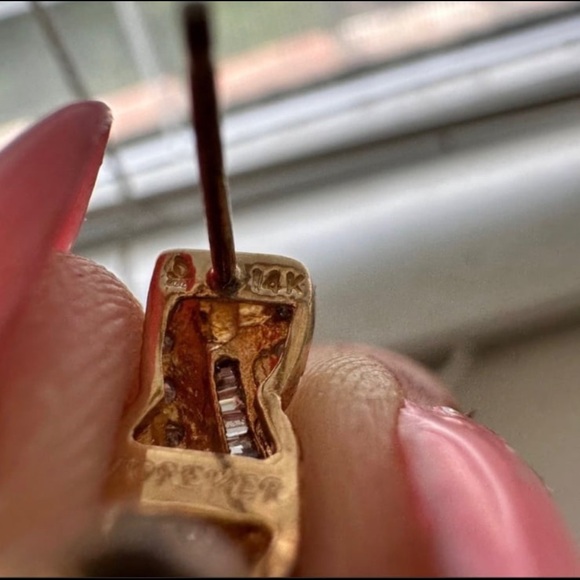 Elegant 14k Rose Gold Diamond Twisted Earrings - Picture 6 of 8